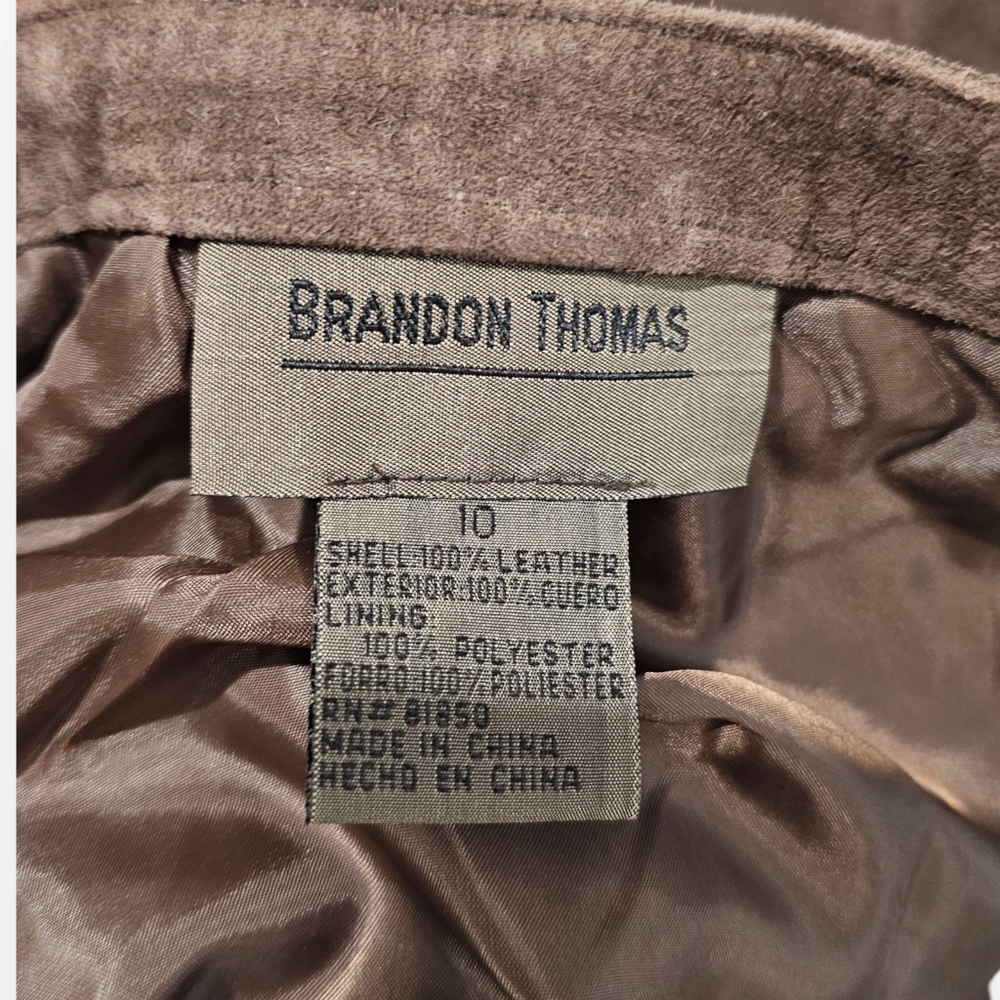 Vintage Y2k Nwt BRANDON THOMAS Real Suede Brown A-Line Long Skirt 10 - Picture 6 of 7